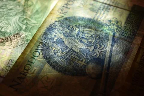 Polish currency in transparency Stock Photos