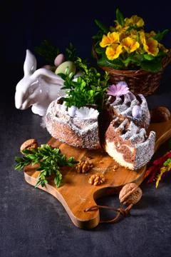 Polish Easter cake with nuts and chocolate Stock Photos