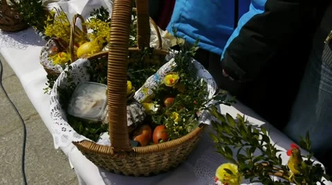 Polish Easter food blessing tradition Stock Footage 11858741