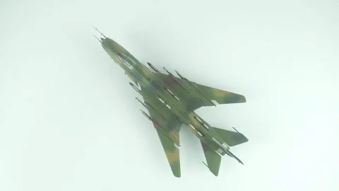 Polish Fighter Bomber Su-7B Model Top View. Stock Footage 314601807