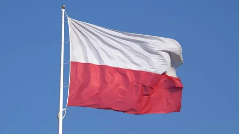 Polish flag in 4K slow motion 60fps Stock Footage 131027451