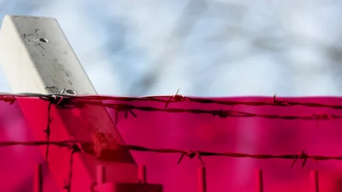 Polish flag and barbed wire as a symbol of closed borders Vídeo Stock 295582237