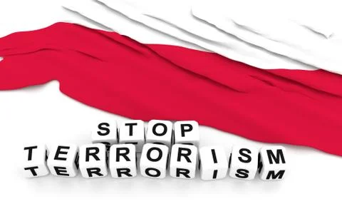 Polish flag and text stop terrorism. Stock Photos