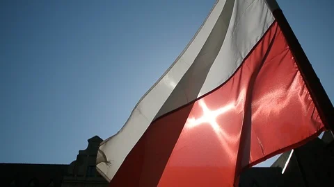 Polish flag close up waving on wind Stock-Footage 107239227