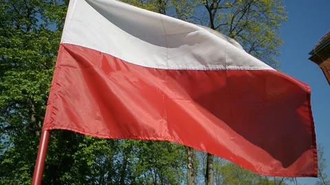 Polish flag close up waving on wind Stock Footage 107239574