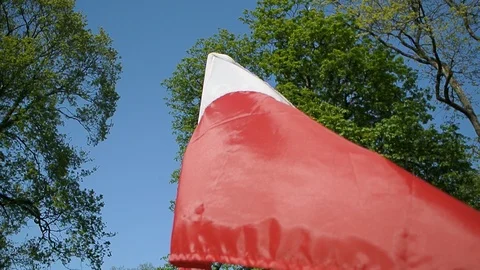 Polish flag close up waving on wind Stock Footage 107239700