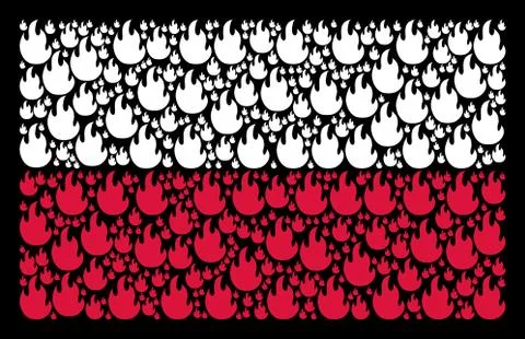 Polish Flag Collage of Fire Flame Icons Stock Illustration