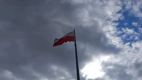 Polish flag on a flagpole Stock-Footage 178504652