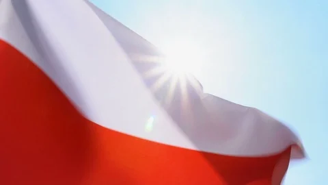 Polish Flag Flapping Stock Footage 118963687