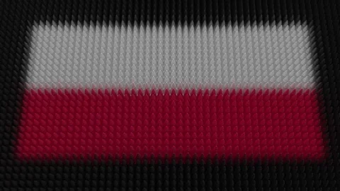 Polish Flag Light Shining on Scrolling Bullets Stock Footage 297486720