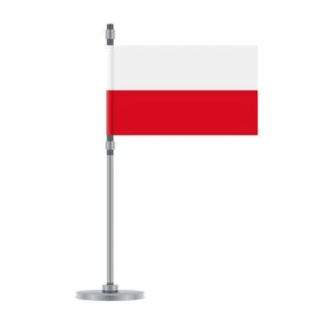 Polish flag on the metallic pole, vector illustration Stock Illustration