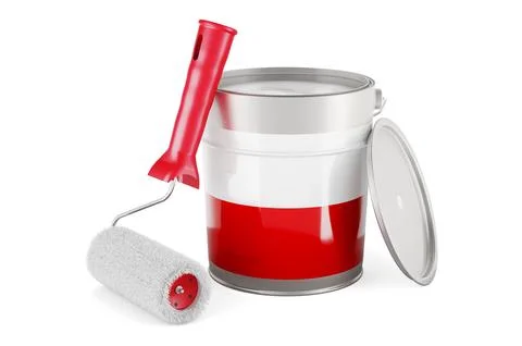 Polish flag on the paint can, 3D rendering Stock Illustration