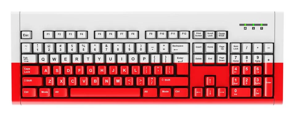 Polish flag painted on computer keyboard. 3D rendering Stock Illustration