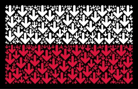 Polish Flag Pattern of Arrow Down Icons Stock Illustration