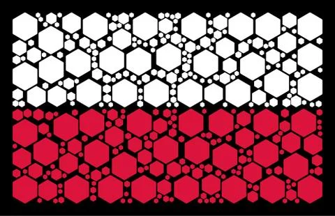 Polish Flag Pattern of Filled Hexagon Icons Illustrazione stock