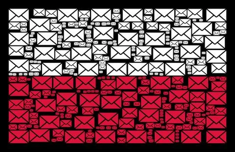 Polish Flag Pattern of Mail Envelope Icons Stock Illustration