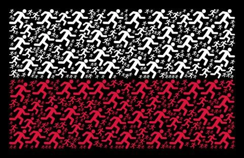 Polish Flag Pattern of Running Man Icons Stock Illustration