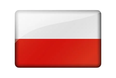 The Polish flag. Rectangular glossy icon. Isolated on white background Stock Illustration
