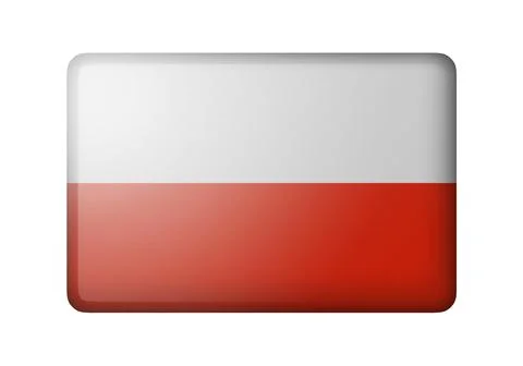 The Polish flag. Rectangular matte icon. Isolated on white background Stock Illustration