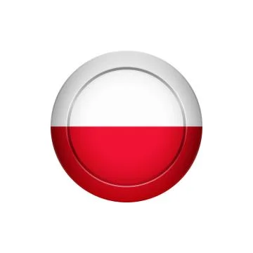 Polish flag on the round button, vector illustration Stock Illustration