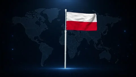 Polish flag waving in dramatic mountain landscape. Stock Footage 340414234