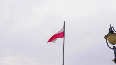 Polish flag waving in the sky Stock Footage 126585052