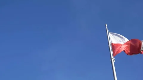 Polish flag waving in the wind Stock Footage 98647493