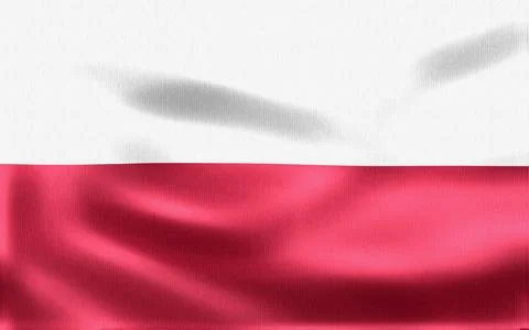 Polish flag waving in the wind, horizontal bicolor of white and red Stock Illustration
