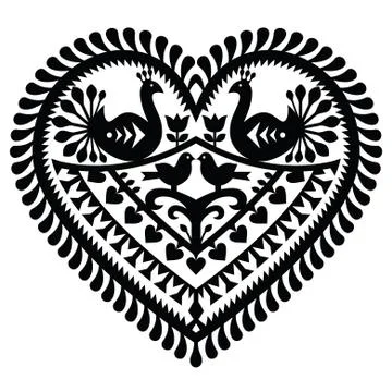 Polish folk art  heart pattern for Valentine's Day Stock Illustration