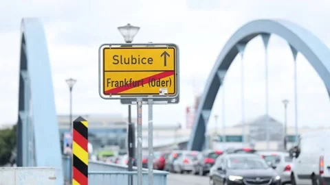Polish government introduces border controls on the border with Germany, Fankfur Stock Footage 314066729