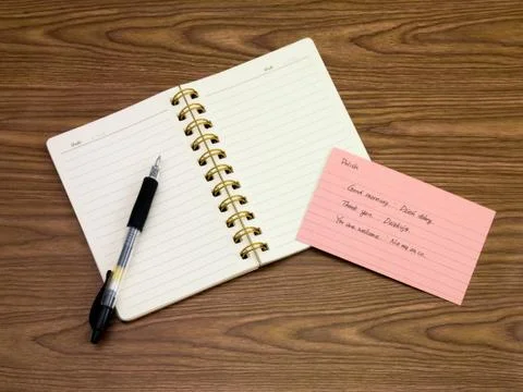 Polish; Learning New Language Writing Words on the Notebook Stock Photos