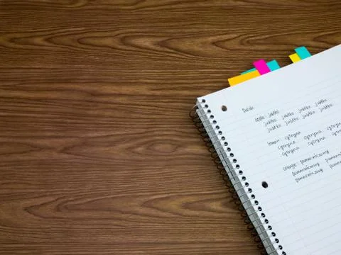 Polish; Learning New Language Writing Words on the Notebook Stock Photos
