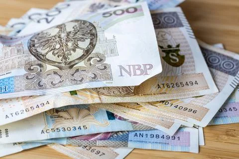 Polish money, A stack of 500 Plus 200 zloty banknotes, Financial and econom.. Stock Photos