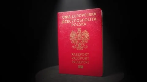 Polish Passport Under Dramatic Lighting Stock Footage 346335456