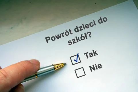 Polish question "Powrot dzieci do szkol?" English: Are the children going bac Stock Photos