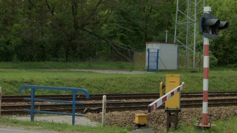 Polish railway in Nasielsk Video stock 250377953