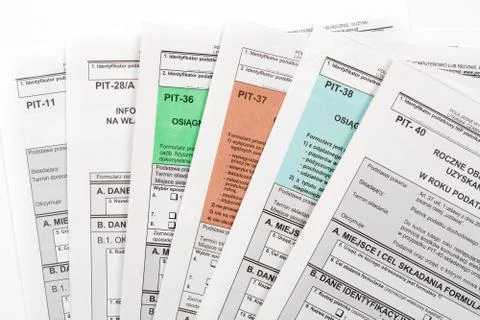 Polish tax return dokuments Stock Photos