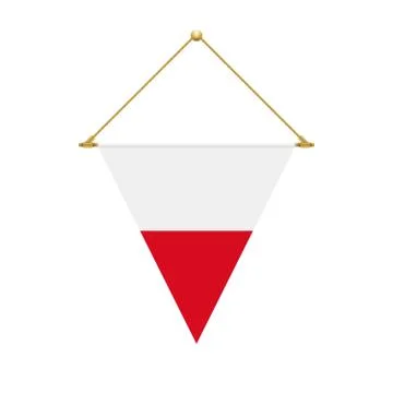 Polish triangle flag hanging, vector illustration Illustrazione stock