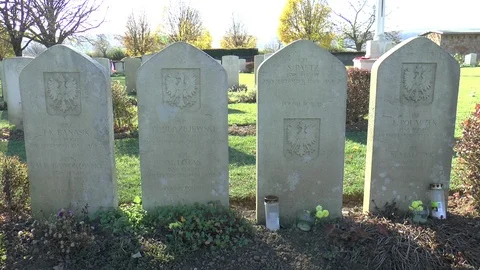 Polish War Graves World War 2 Stock Footage 100430582