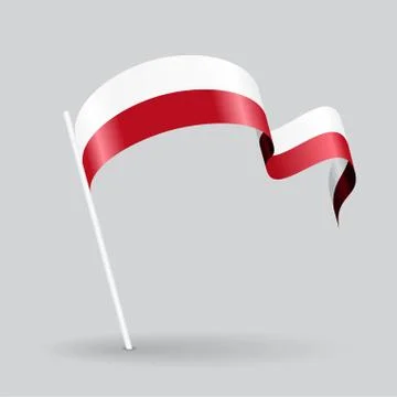 Polish wavy flag. Vector illustration Stock Illustration