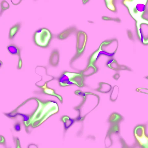Polished abstract loop with glowing ferrofluid contours in neon candy bright Stockbeeldmateriaal 339315348