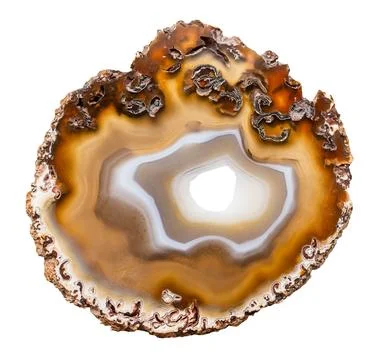 Polished agate slice with geode isolated Stock Photos