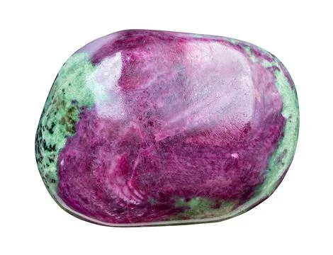 Polished anyolite (ruby in zoisite) rock cutout Stock Photos