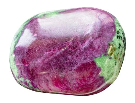 Polished anyolite, ruby in zoisite rock isolated 写真素材