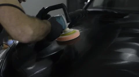 Polished black car Stock Footage