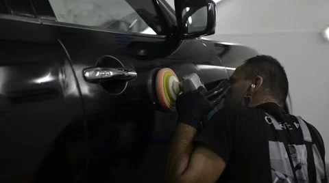 Polished black car Stock Footage