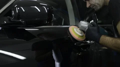 Polished black car Stock Footage