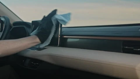 Polished Dashboard With Microfiber Cloth 動画素材 335214226
