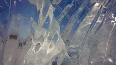 Polished glazed ice wall, viewing through clear blue frozen texture Stock Footage 165148168