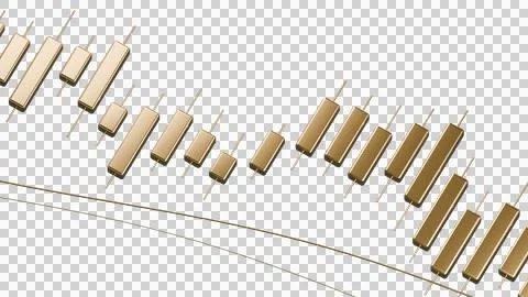 Polished gold Candlestick Chart - Close Up - 3D Illustration Stockillustratie